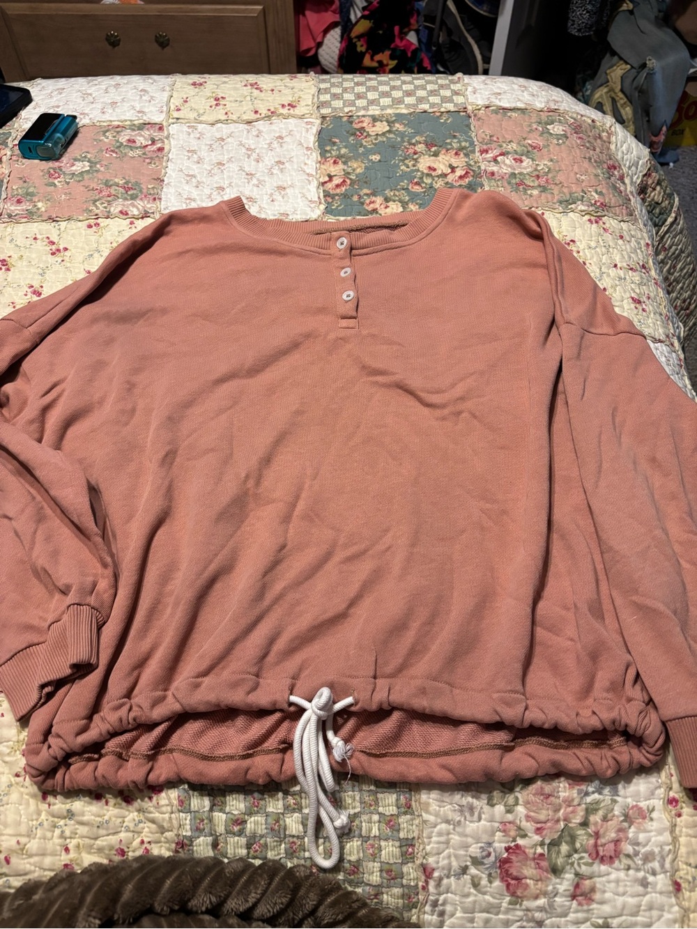 American Eagle Henley Pullover with Drawstring Large